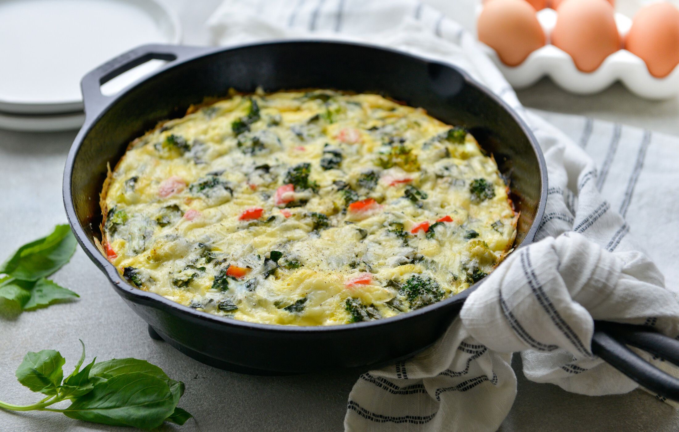 Mediterranean Broccoli-Kale Frittata | Nourishing Meals®